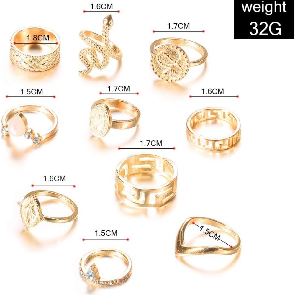 Gold Boho Ring Sets Stackable Knuckle Ring Vintag… - image 3